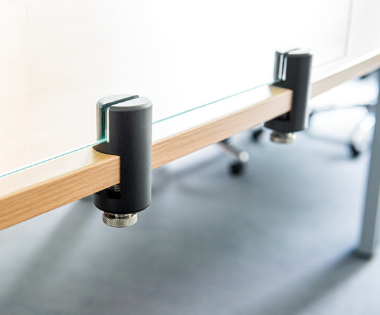 VetroScreen aluminium clamp holder, matt black RAL 9005, set of 2.