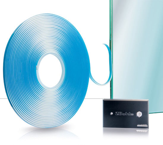 XtraColl® double-sided adhesive tape, passivated edges, glass thickness from 8 mm to 17.52 mm, 12 metres, 7 mm